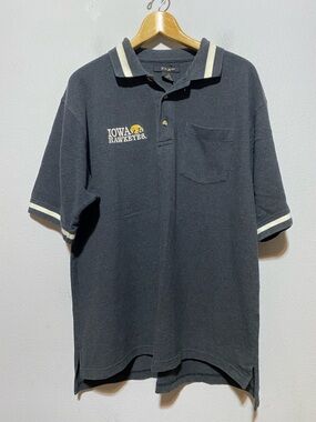 Tizo Men's Large Dark Gray Iowa Hawkeyes Short Sleeve Polo